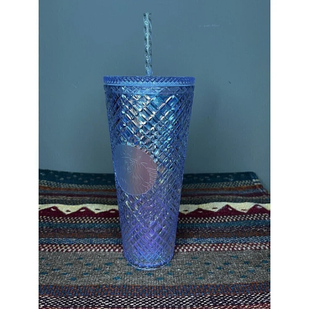 Starbucks Tumbler 2022 Holiday White Iridescent Jeweled Bling Venti 24oz Cup NWT